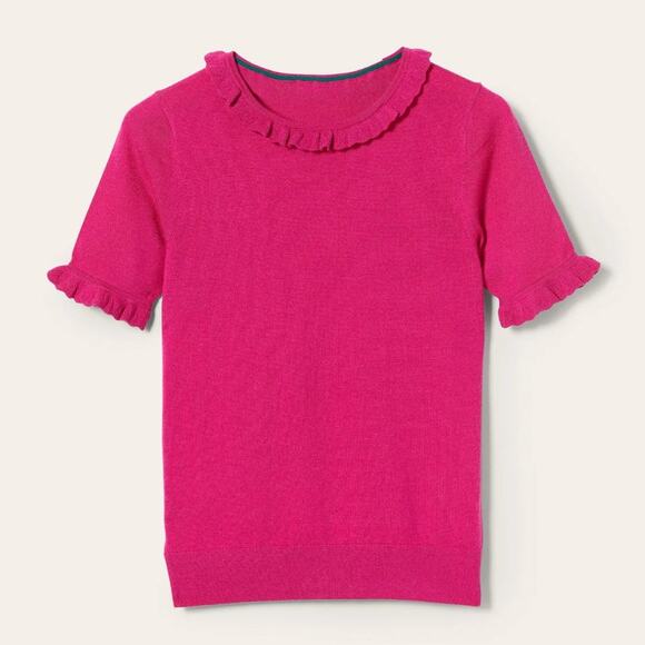 NWT BODEN Merino Knitted T-shirt Sweater Hot Pink Merino Wool 2 - Picture 1 of 7